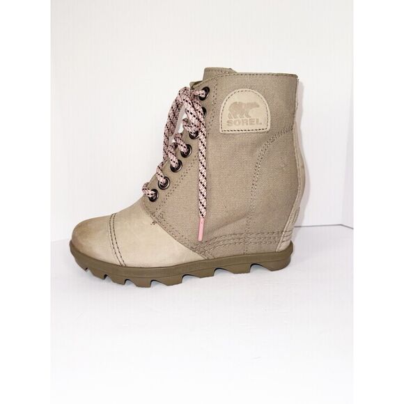 Sorel Joan Of Arctic Wedge II PDX Bootie Ankle Boot Waterproof Canvas Tan 6.5 - Picture 11 of 16